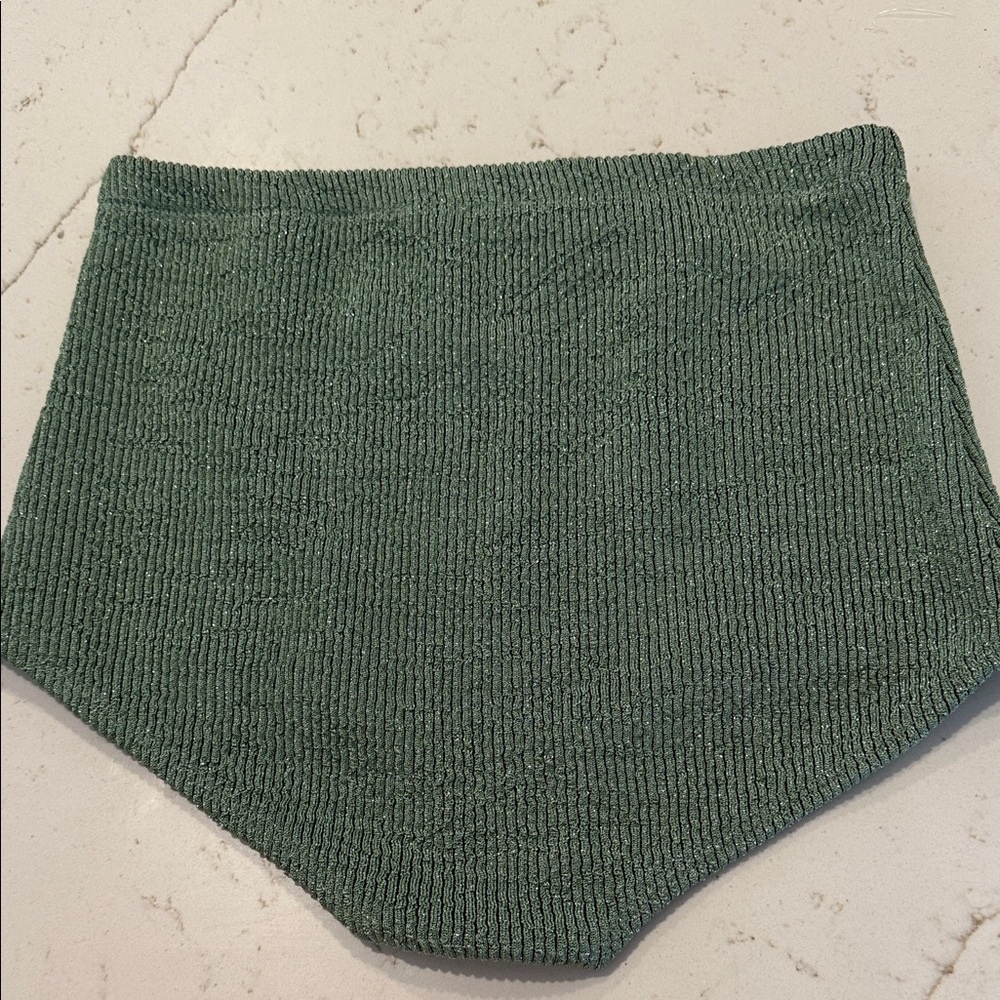 Zara Size Small Metallic Green High-Waisted Bikini Bottoms NWTs - Picture 5 of 10